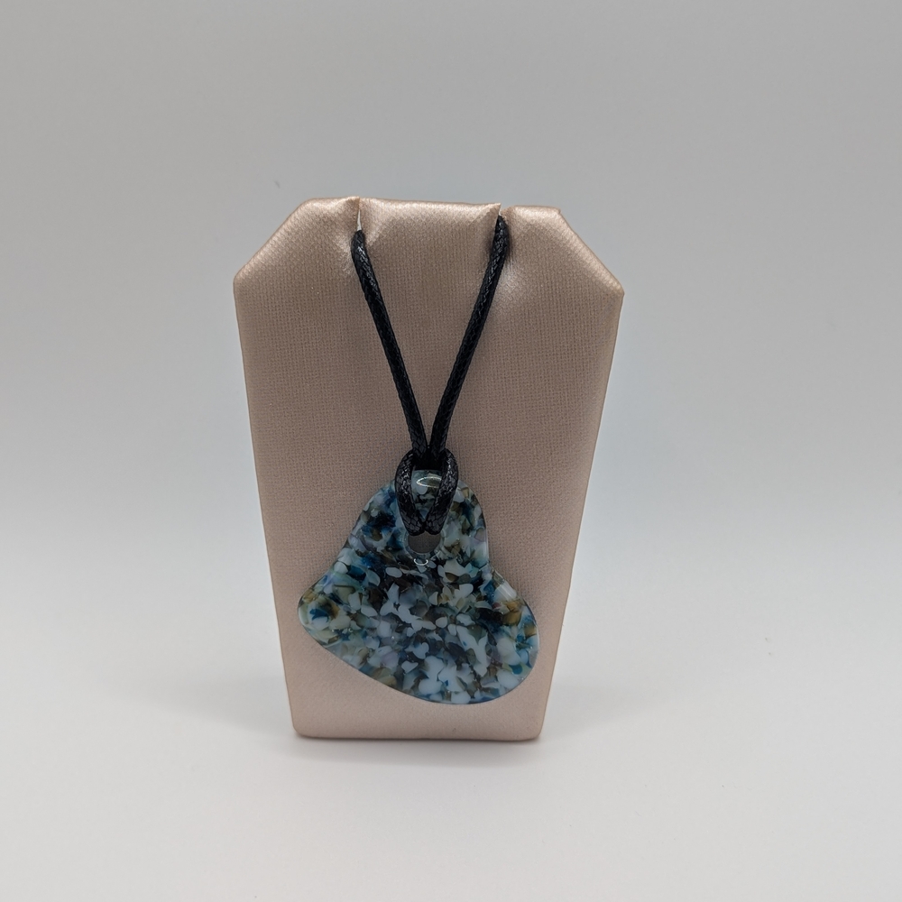 Hand Crafted Blue and Black Valentine Heart Mosaic Necklace